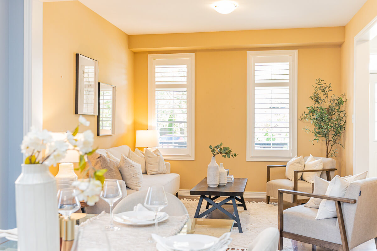cozy sitting room staging natural light Toronto home real estate photography