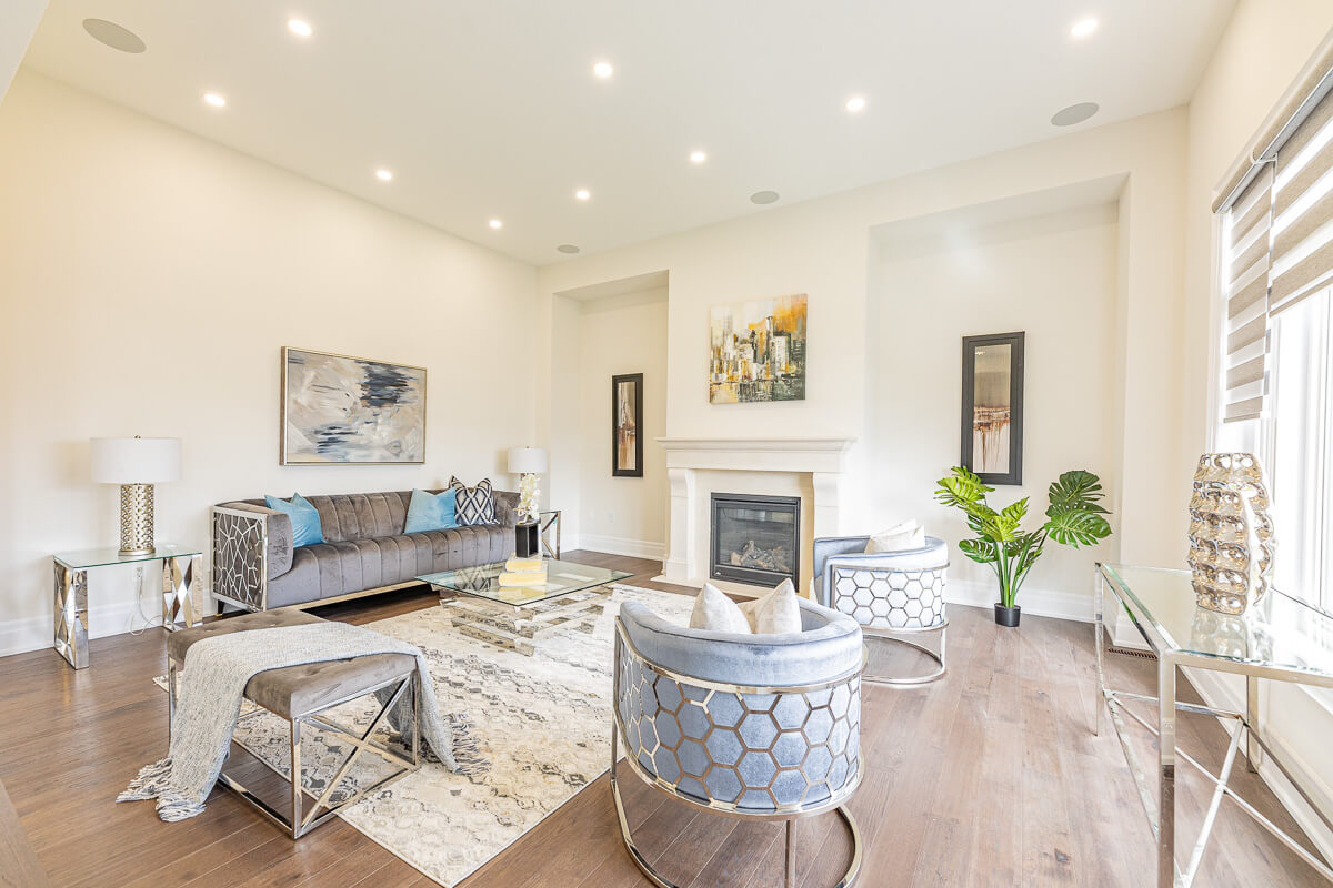 Spacious living room with fireplace and elegant furniture, Toronto real estate photography interior