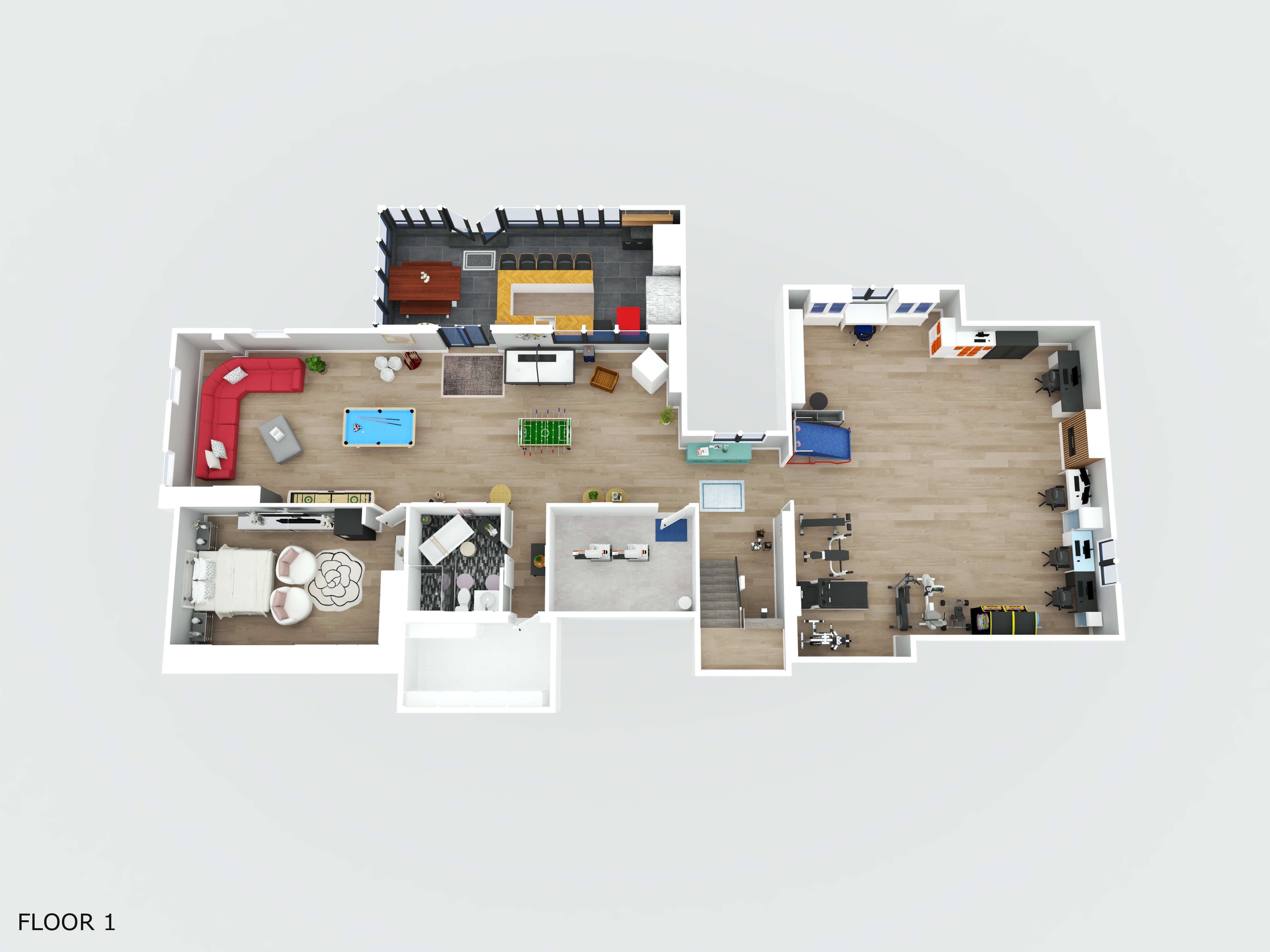 3D floor plan basement in Richmond Hill Ontario with interior layout, real estate 3D floor plan Richmond Hill